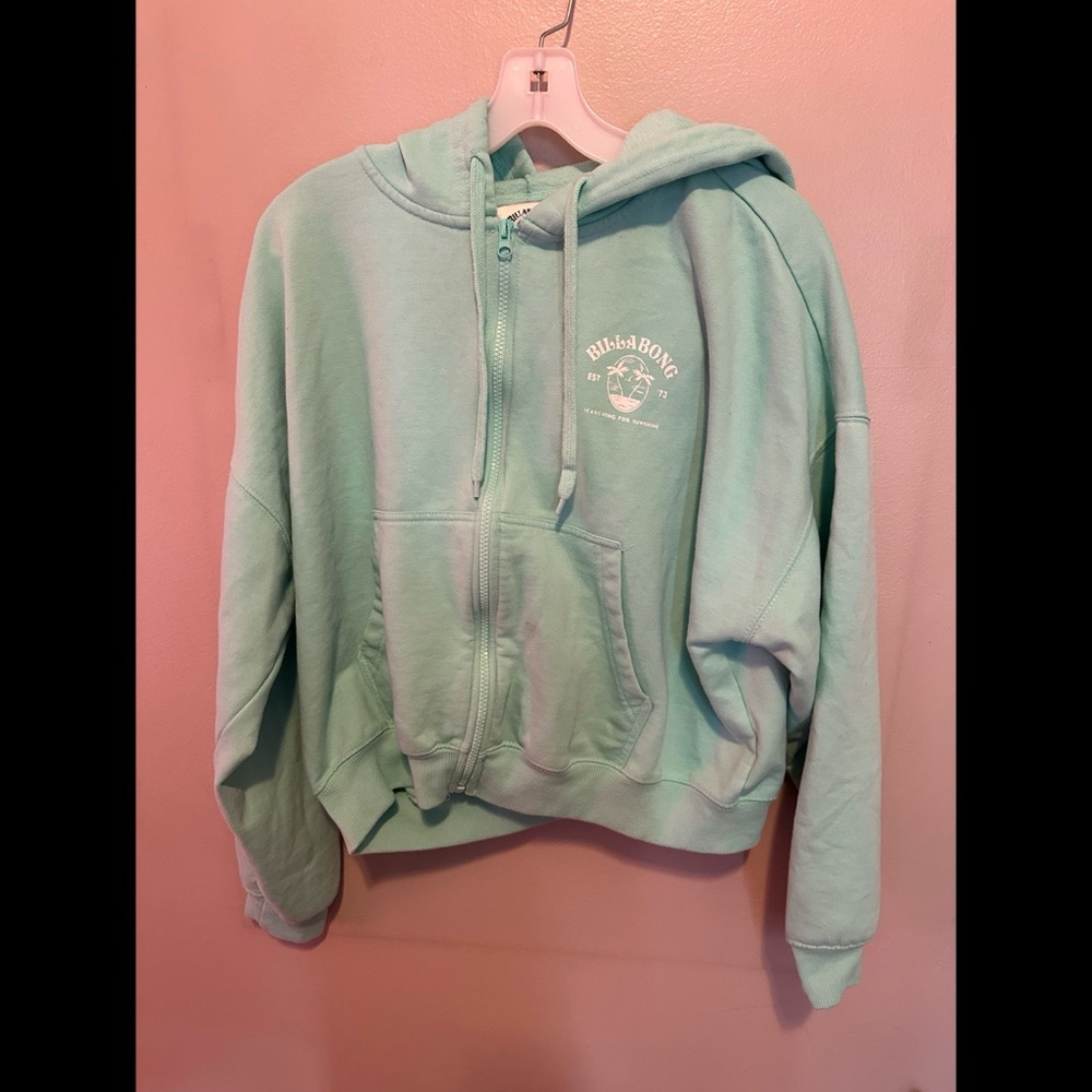 Sz XL Billabong Mint Green Crop Hoodie